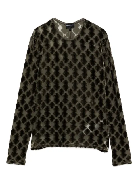 Giorgio Armani geometric-pattern velvet t-shirt