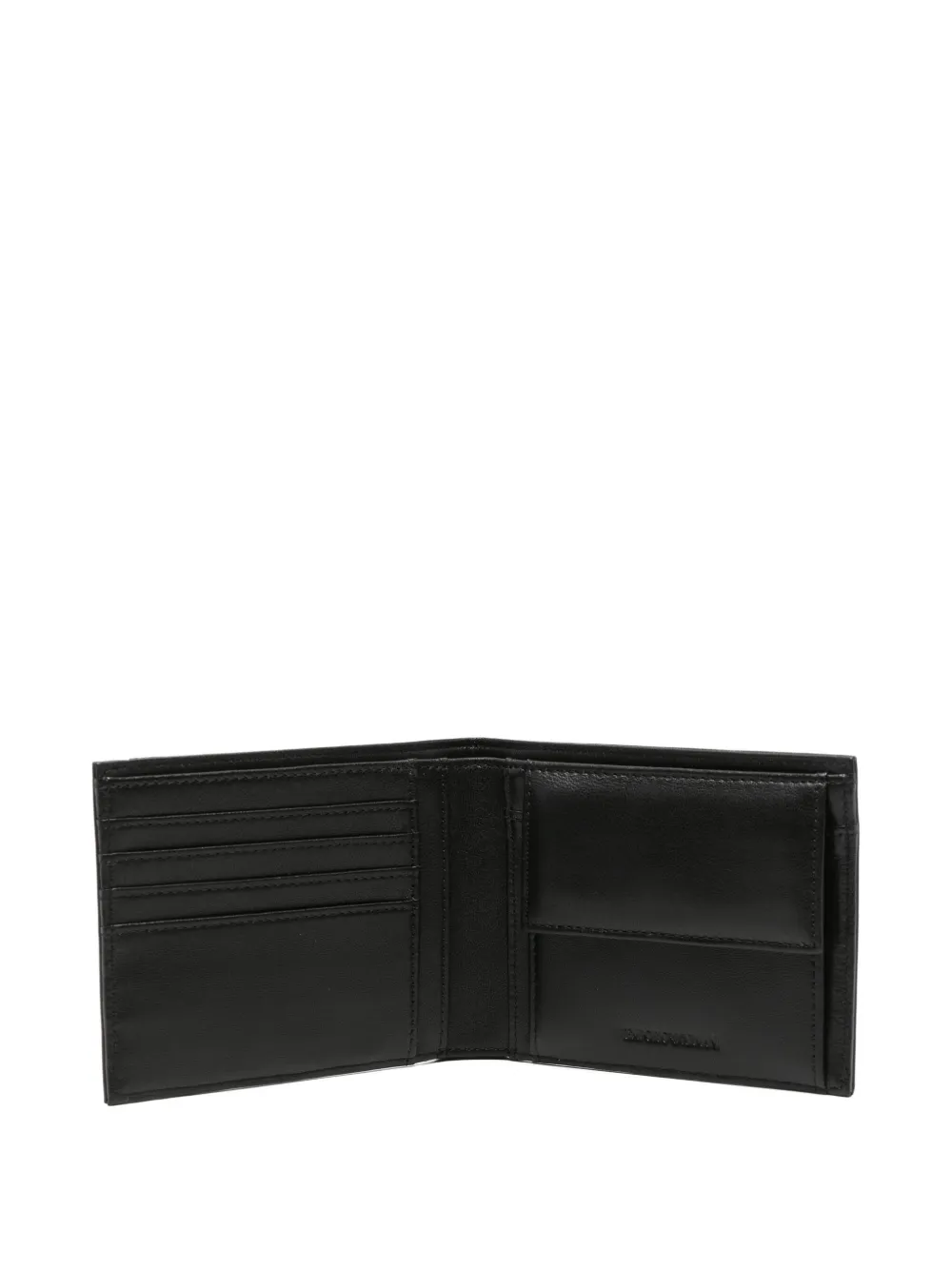 Emporio Armani Nappa Leather Bifold Wallet With Geometric Detail In Black