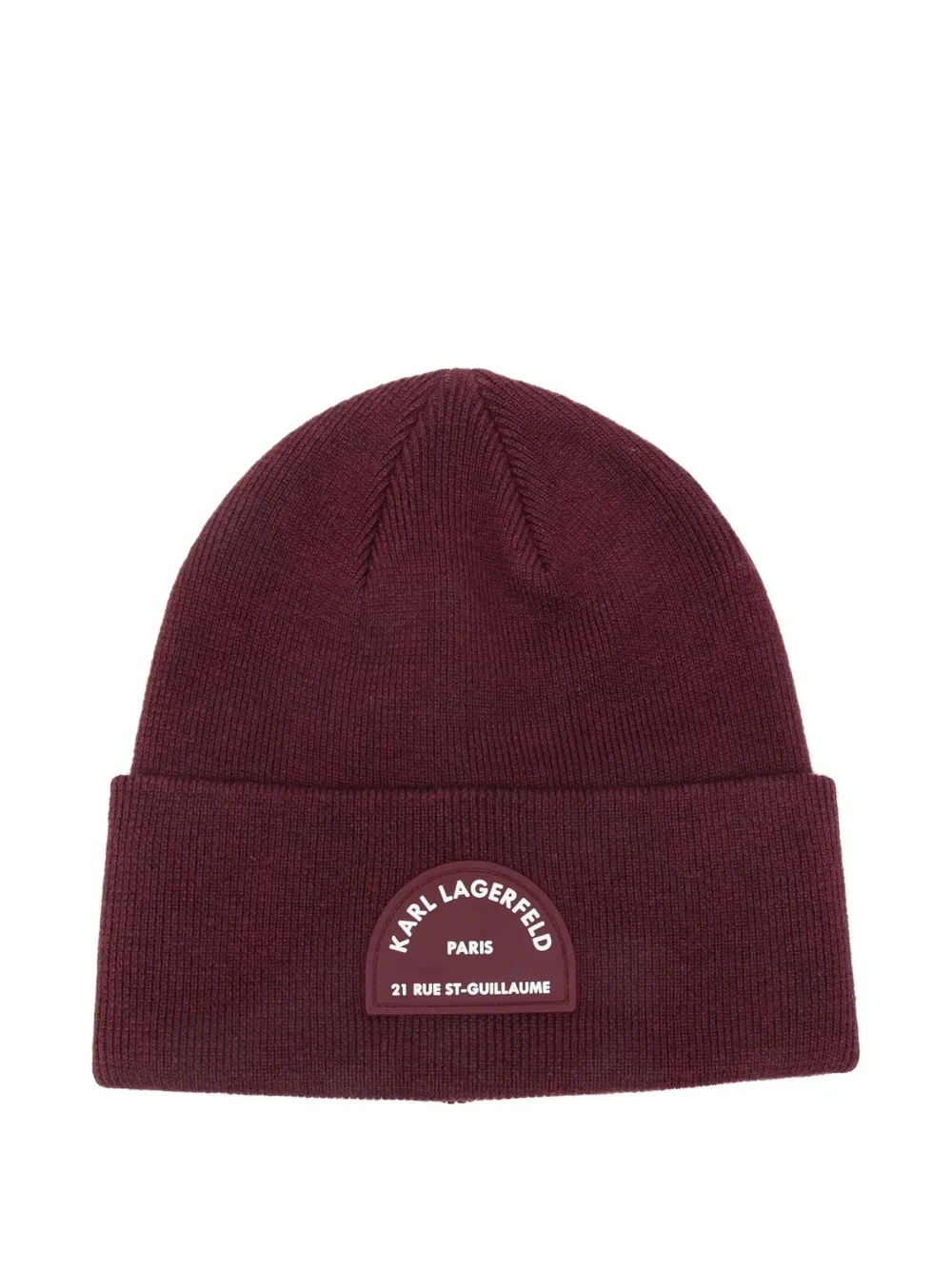 Karl Lagerfeld Logo-patch Beanie In Burgundy