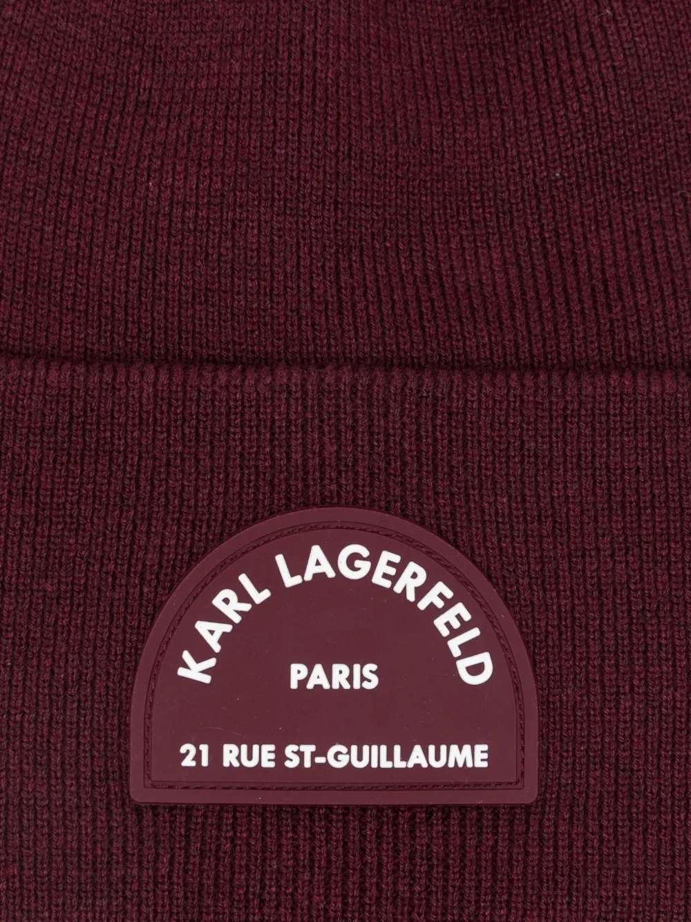 Karl Lagerfeld Logo-patch Beanie In Burgundy