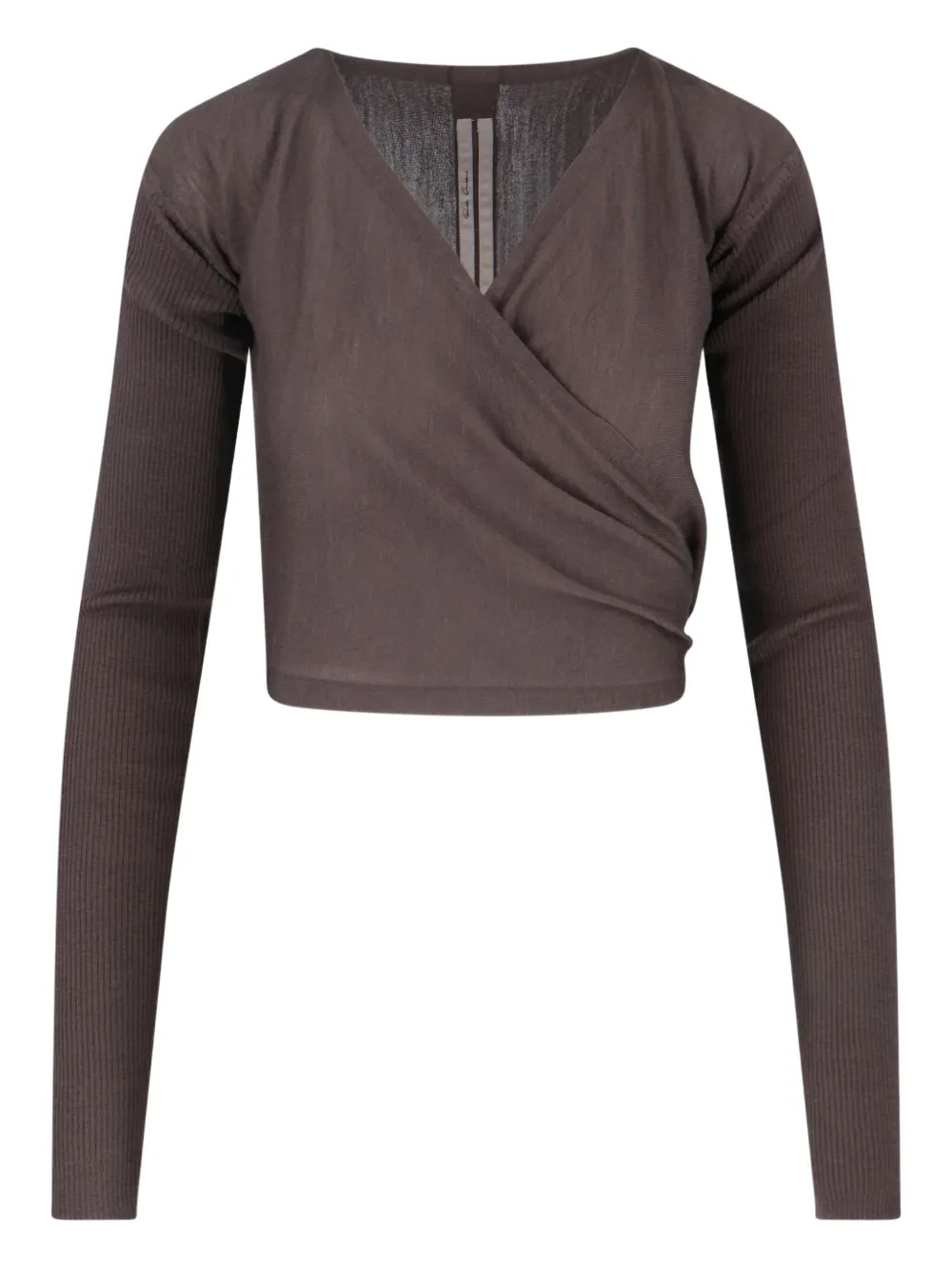 Rick Owens tie-front ribbed cardigan | Brown | Image 1
