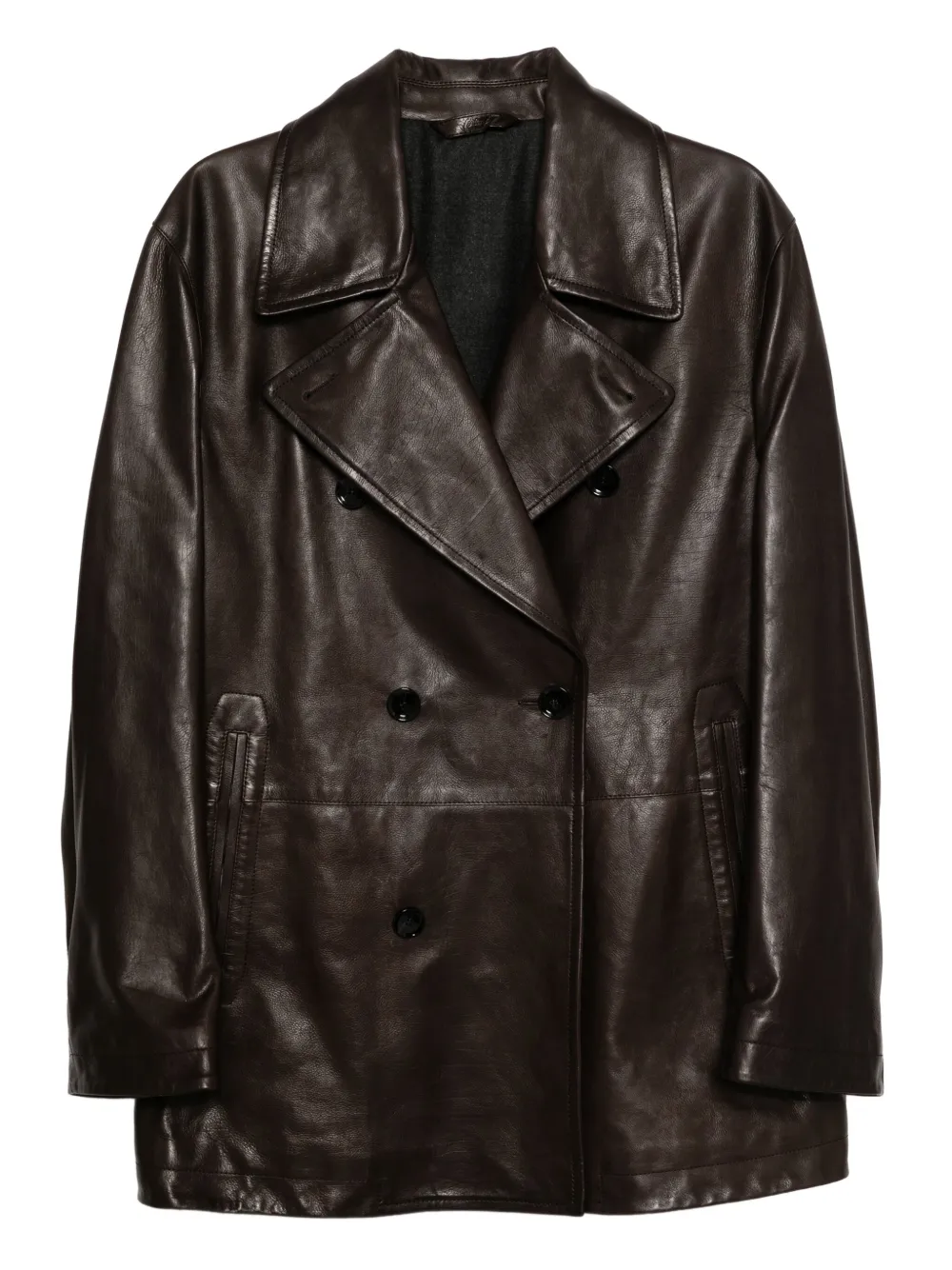 Brioni double-breasted leather jacket | Brown | Image 1