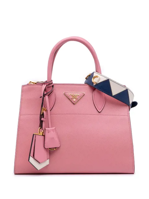 Prada Pre-Owned 2010-2025 City Calf Trimmed Saffiano Greche Paradigme Bag satchel