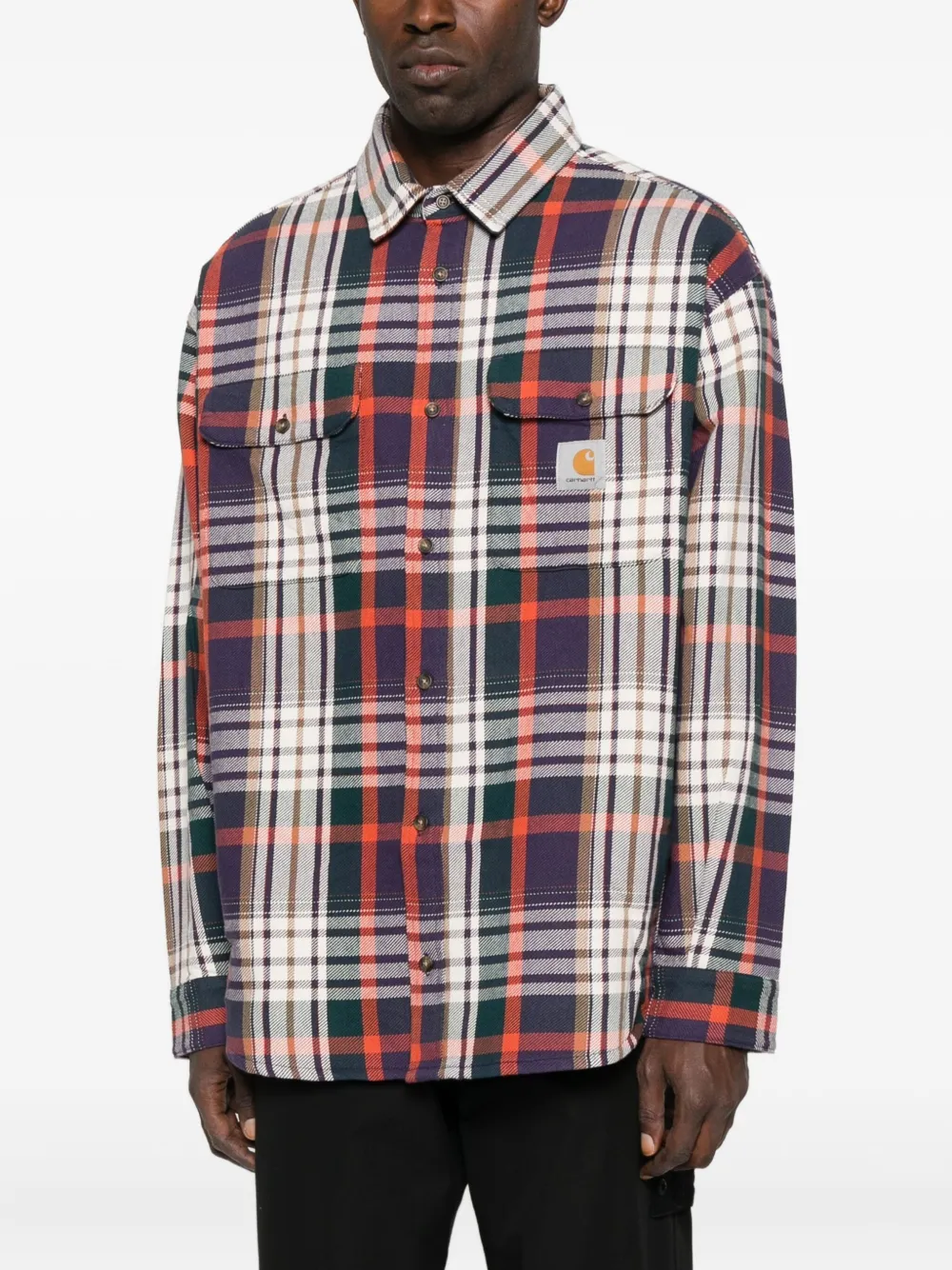  Carhartt Wip Check-pattern Long-sleeved Shirt - Blue 