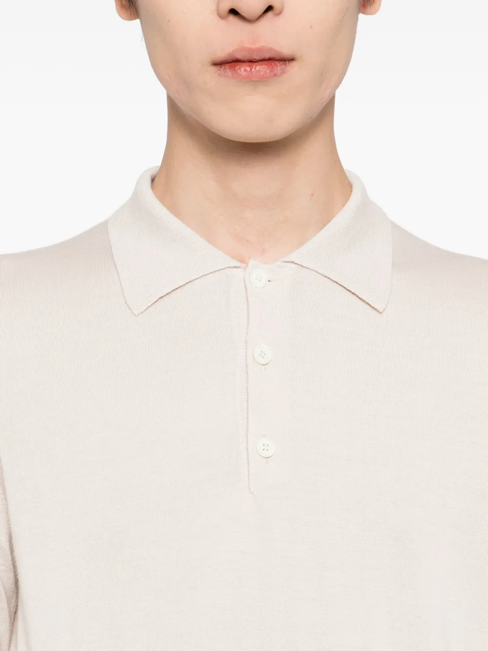 Brioni Gebreid poloshirt Beige