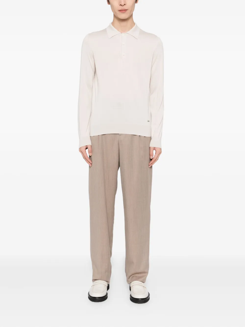 Brioni Gebreid poloshirt - Beige