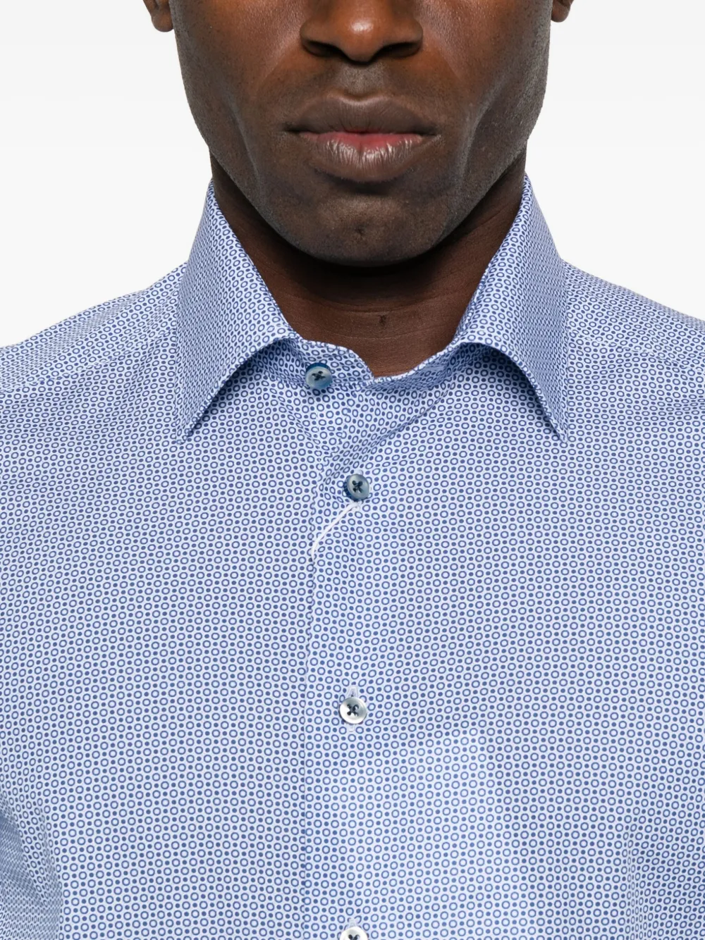 Sand Geometric-print Cotton Shirt In Blue