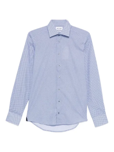 Sand geometric-print cotton shirt
