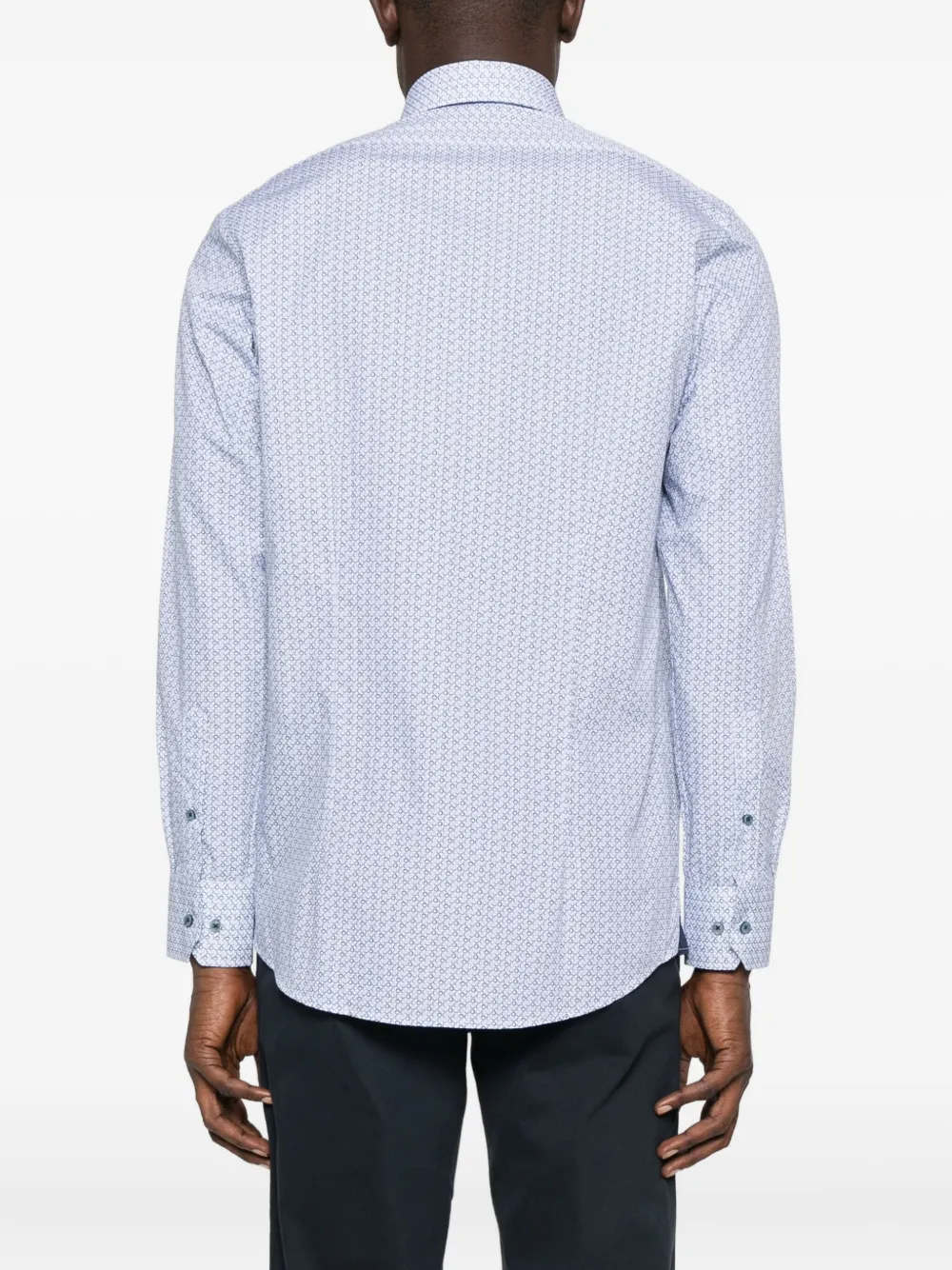 Sand Geometric-print Cotton Shirt In Blue