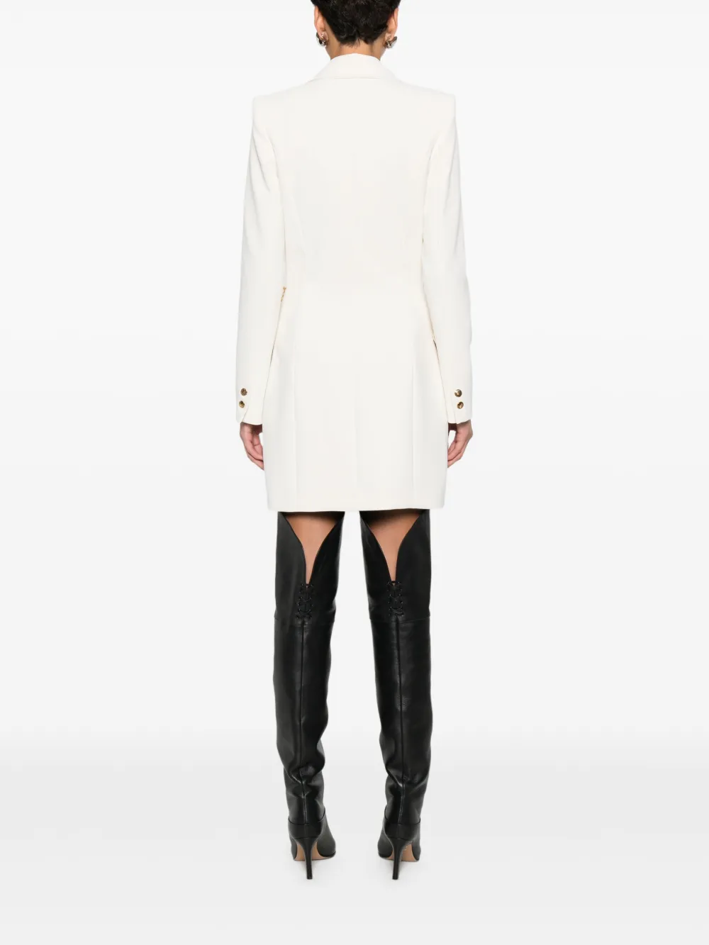 Elisabetta Franchi Jurk met dubbele rij knopen Beige