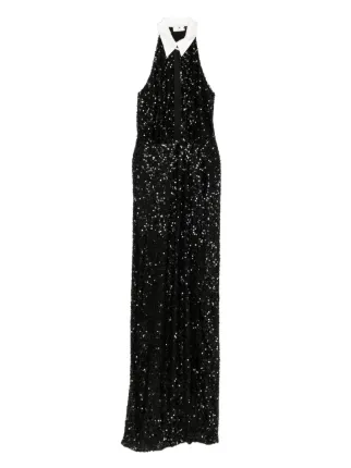 black mini pencil dress Flavio Castellani Black Sequin Halter Mini Dress – Sourced by Scottie