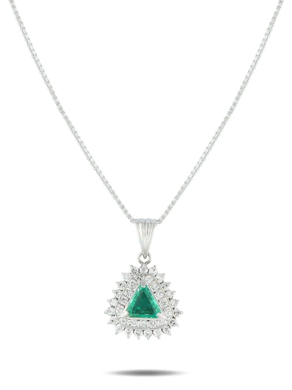 LB Exclusive platinum diamond and emerald necklace | Silver | Image 1