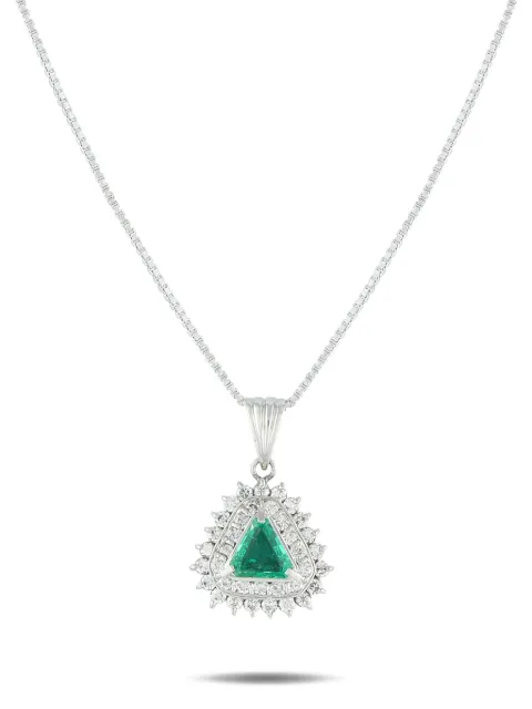 LB Exclusive platinum diamond and emerald necklace
