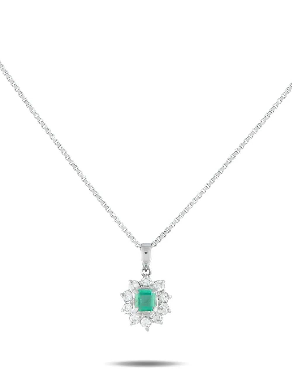 LB Exclusive platinum diamond and emerald necklace | Silver | Image 1