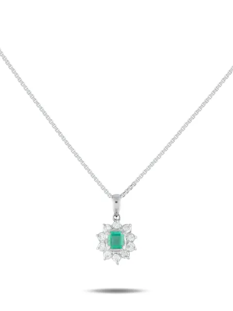 LB Exclusive platinum diamond and emerald necklace