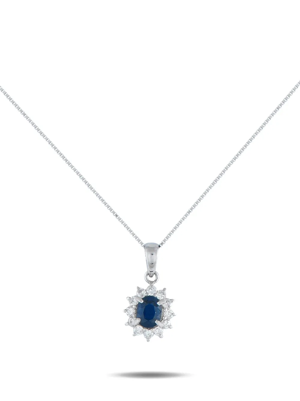 LB Exclusive platinum diamond and sapphire necklace | Silver | Image 1