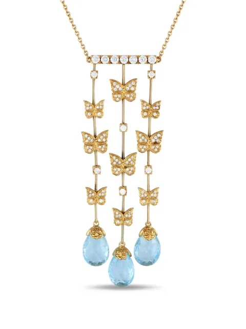Carrera Y Carrera 18K yellow gold diamond and topaz necklace