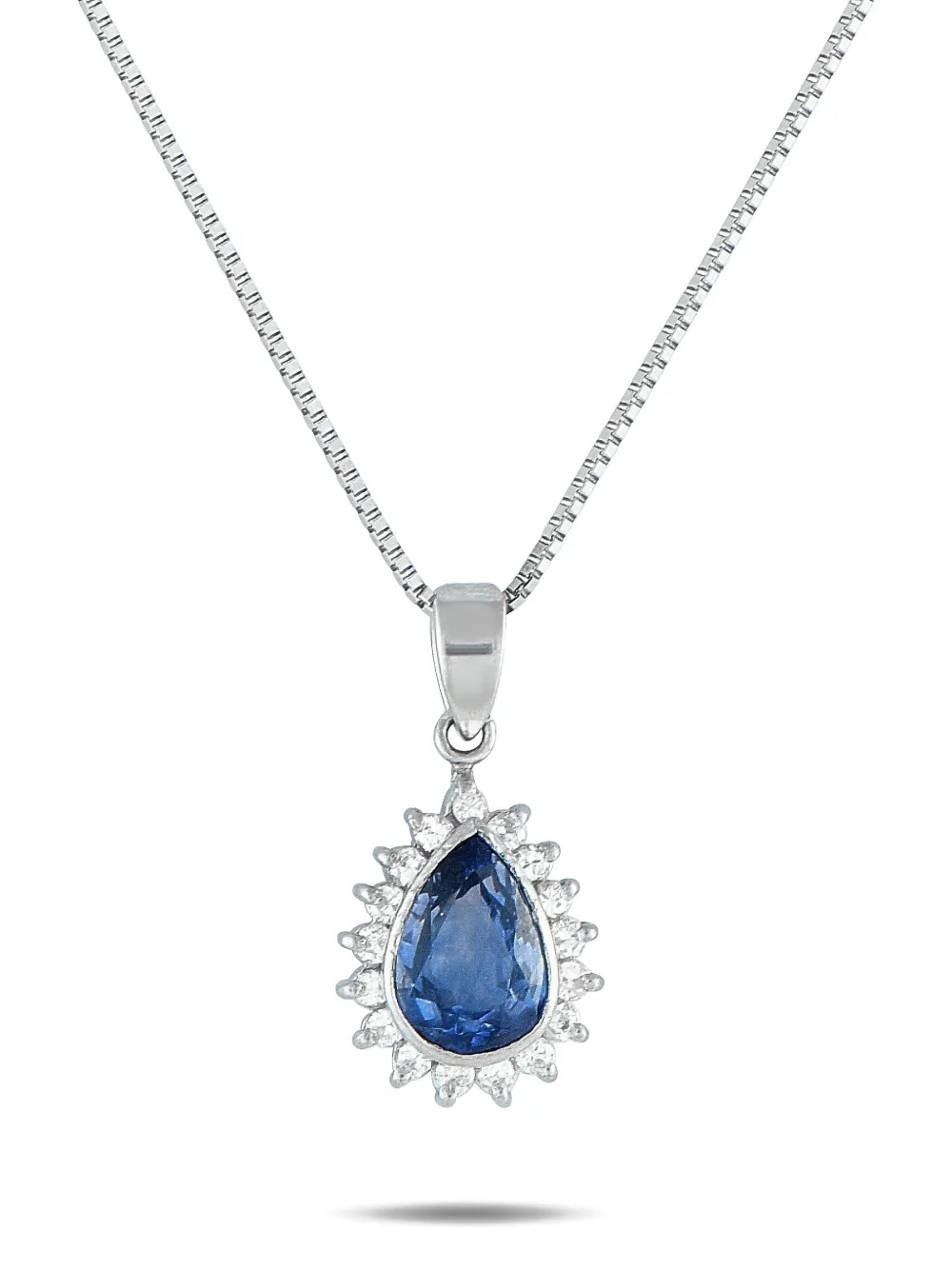 LB Exclusive platinum diamond and sapphire necklace | Silver | Image 1