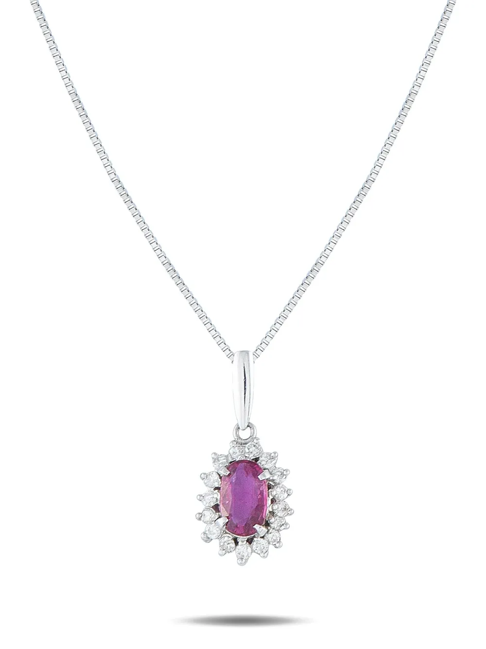LB Exclusive platinum diamond and ruby necklace | Silver | Image 1