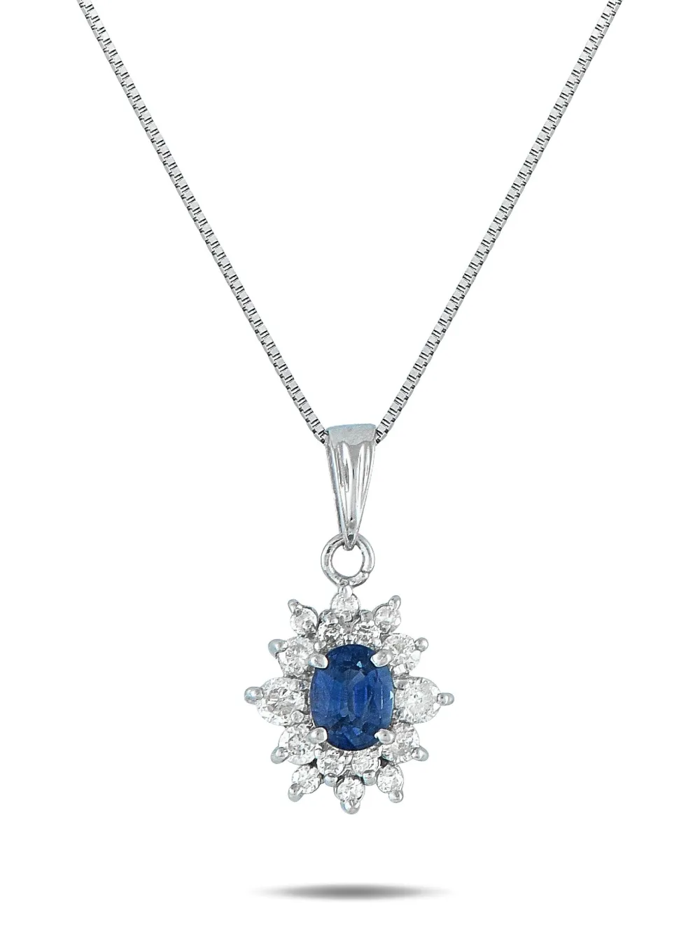 LB Exclusive platinum diamond and sapphire necklace | Silver | Image 1