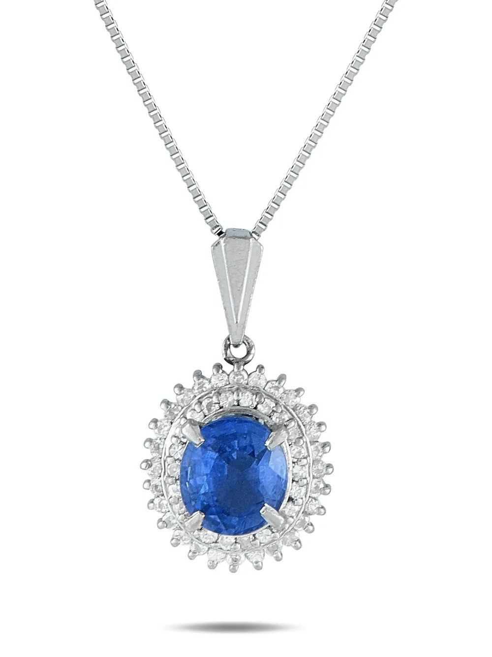LB Exclusive platinum diamond and sapphire necklace | Silver | Image 1