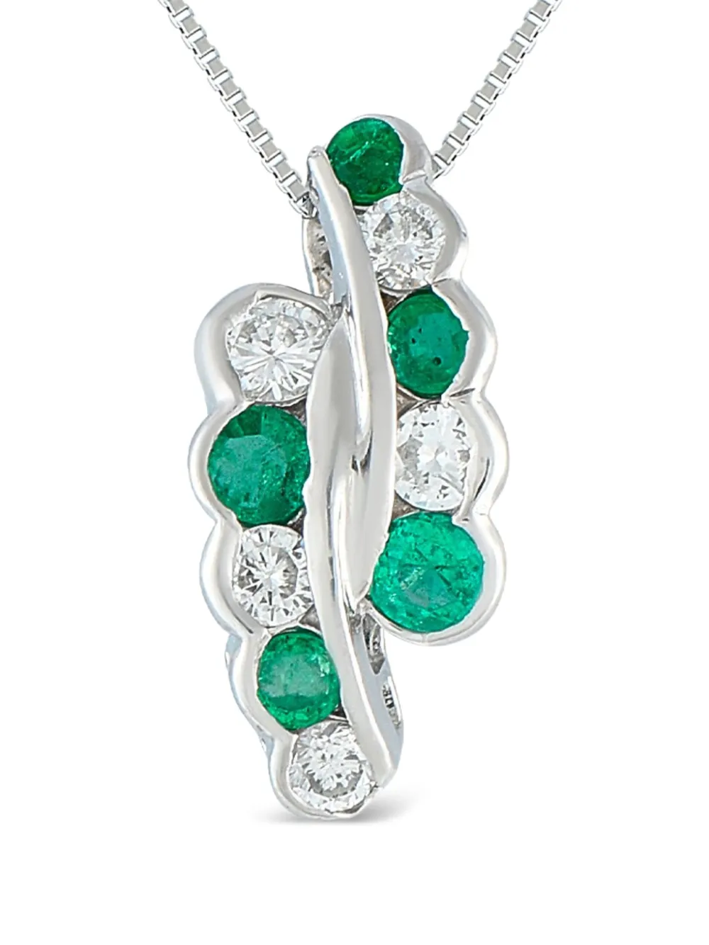LB Exclusive platinum diamond and emerald necklace | Silver | Image 1