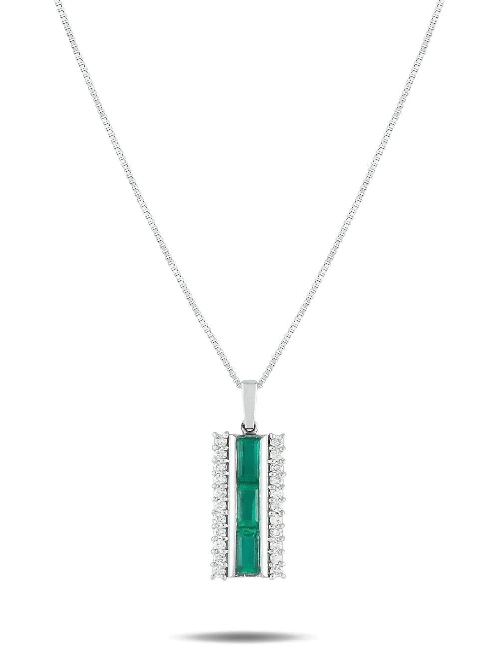 LB Exclusive platinum diamond and emerald necklace | Silver | Image 1