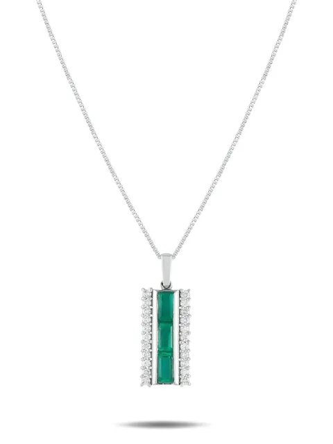 LB Exclusive platinum diamond and emerald necklace