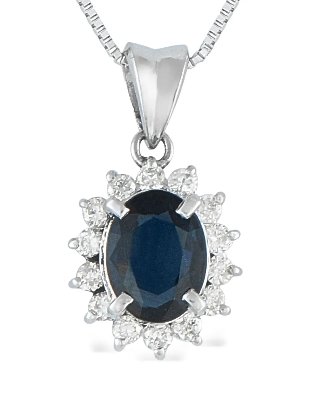 LB Exclusive platinum diamond and sapphire necklace | Silver | Image 1