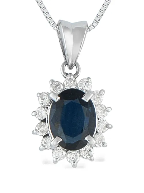 Collier en platine serti de saphir et de diamant - LB Exclusive - Modalova