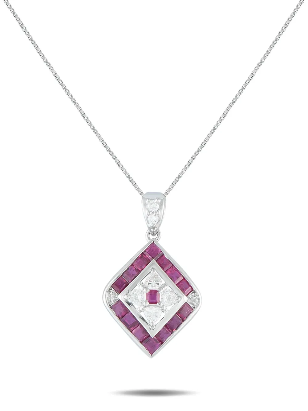 LB Exclusive platinum ruby and diamond necklace | Silver | Image 1