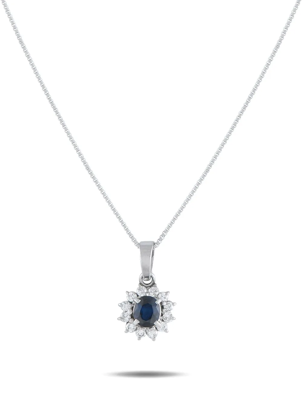 LB Exclusive platinum diamond and sapphire necklace | Silver | Image 1
