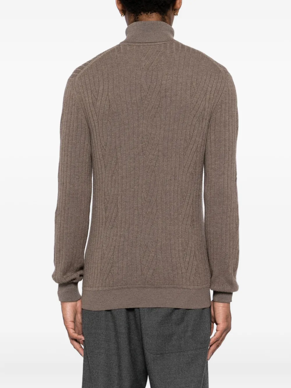 Brioni Kabelgebreide sweater Bruin