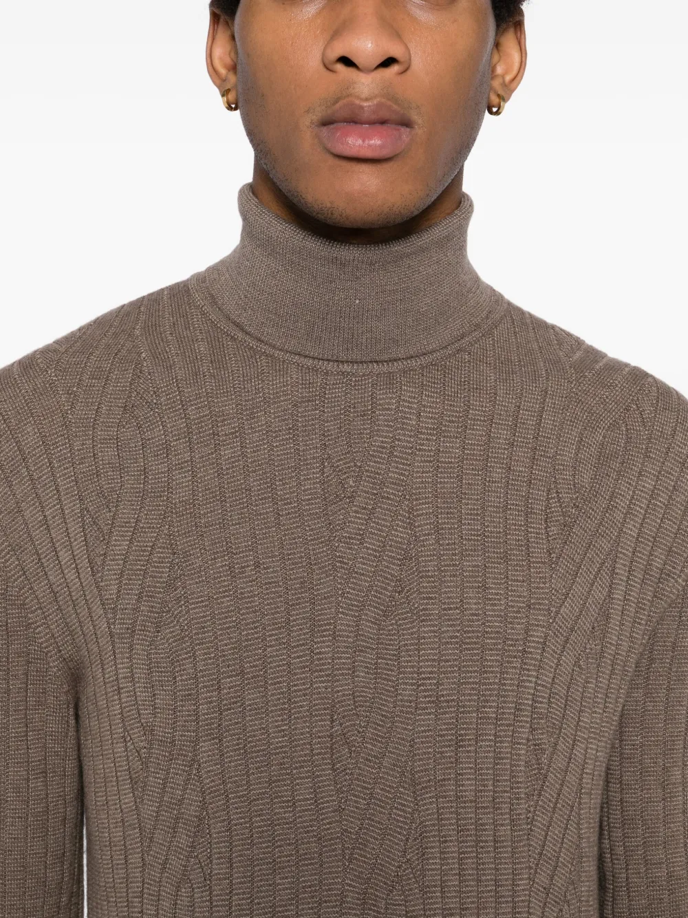 Brioni Kabelgebreide sweater Bruin