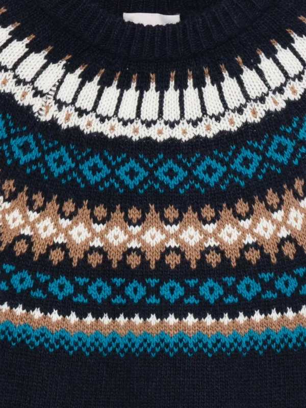 Moncler Enfant Fair-isle Pattern crew-neck Sweater | Blue | FARFETCH