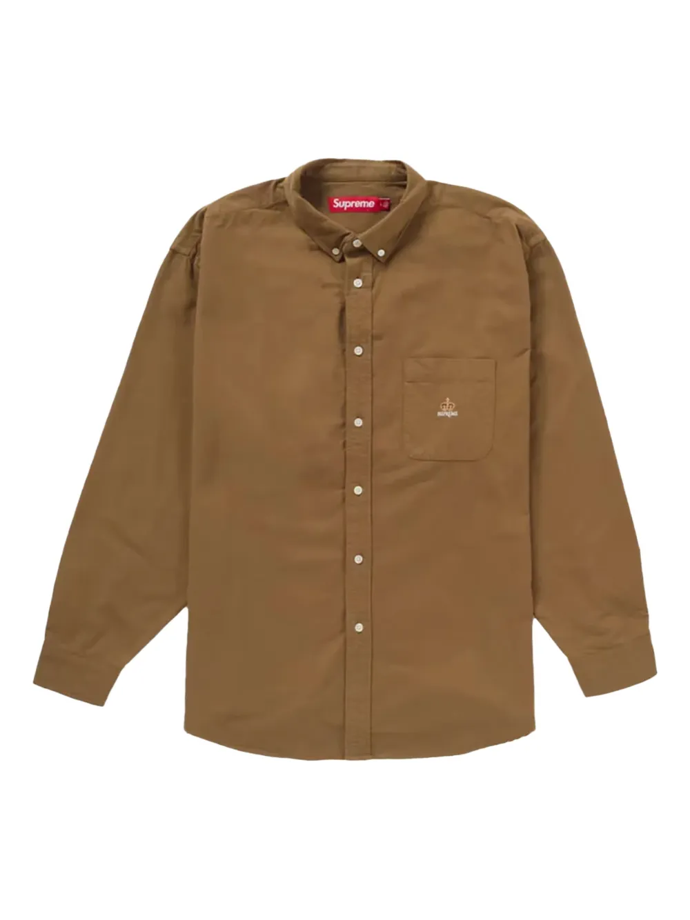 Supreme logo-embroidered flannel shirt | Brown | Image 1
