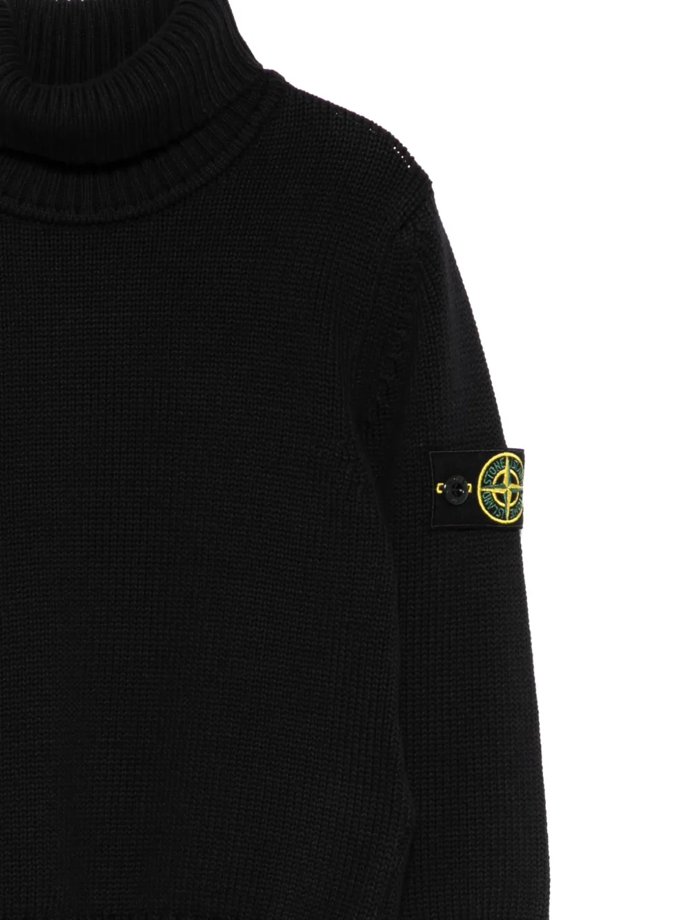 Stone Island Roll-neck Logo-patch Sweater In Black