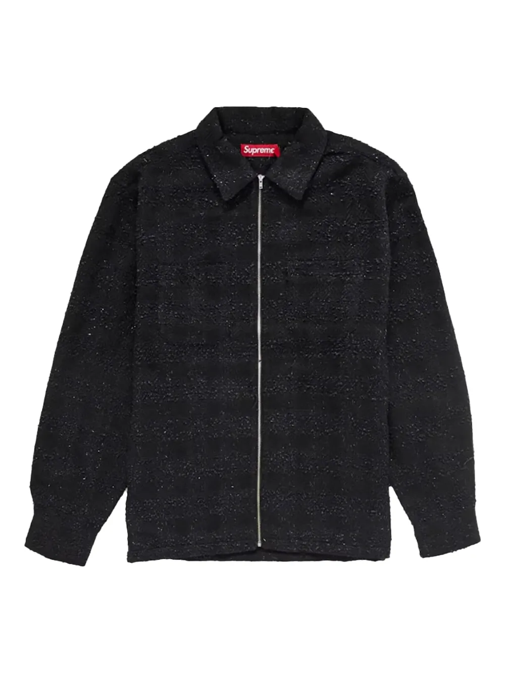 Supreme Bouclé Zip-up Shirt In Black