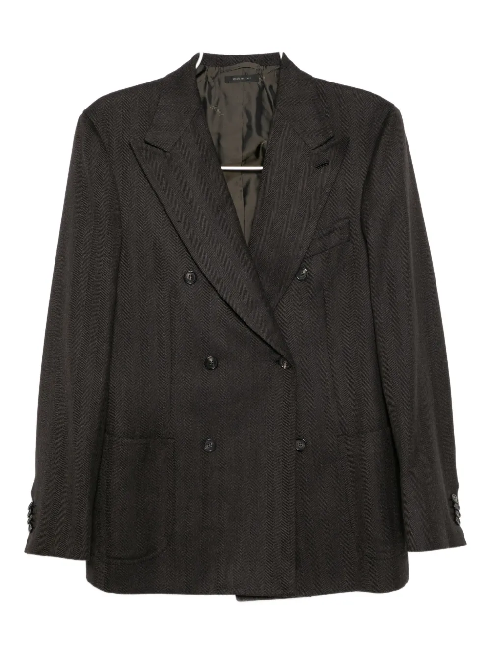 Brioni Double-breasted Blazer In Brown