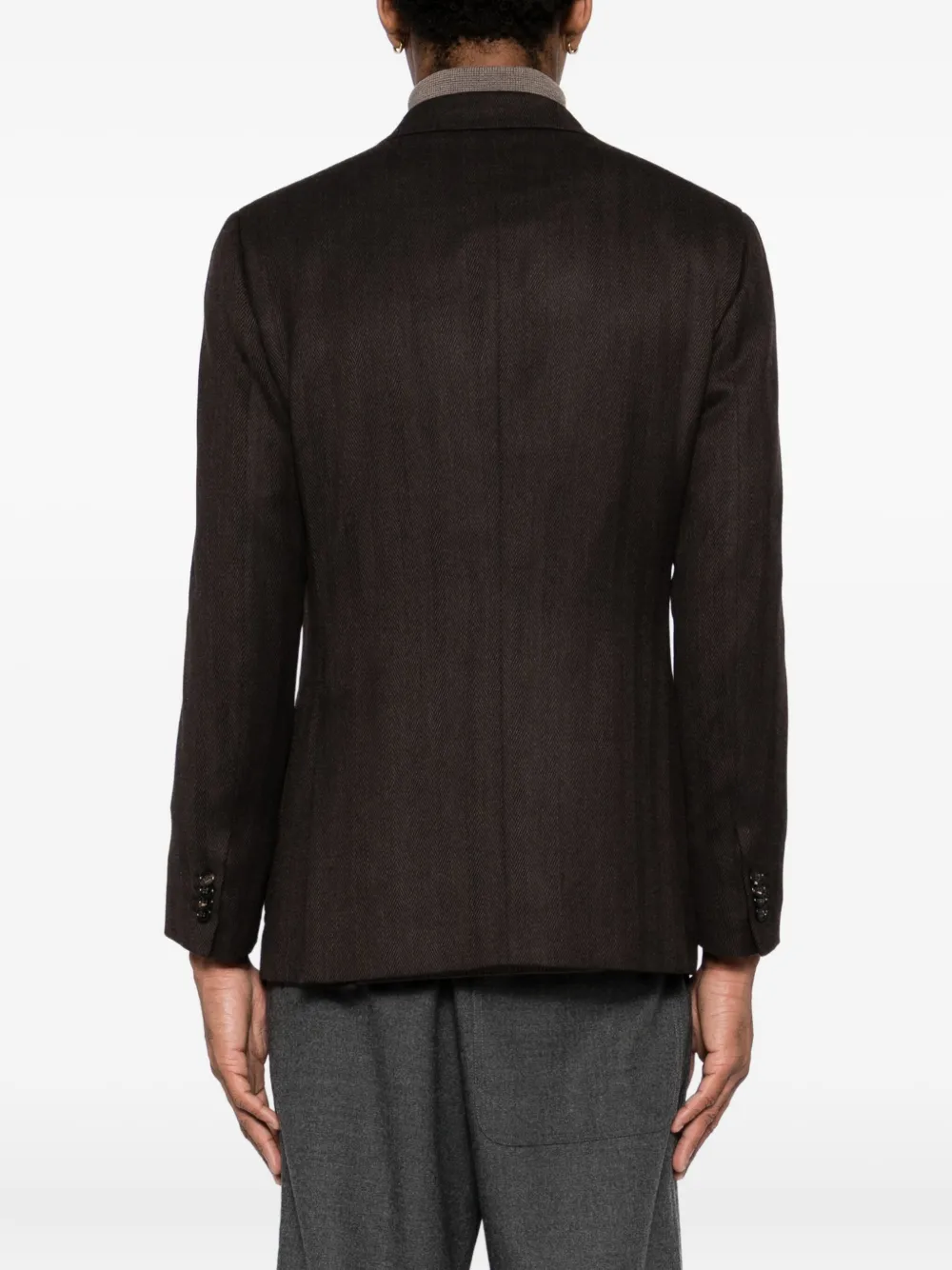 Brioni Double-breasted Blazer In Brown