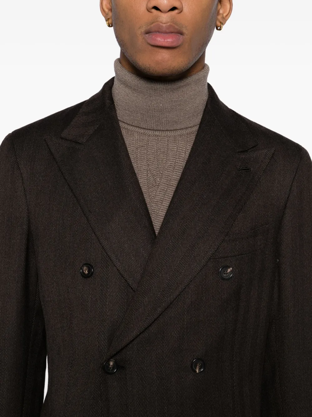 Brioni Double-breasted Blazer In Brown