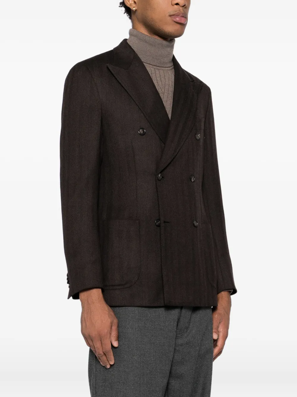 Brioni Blazer met dubbele rij knopen Bruin