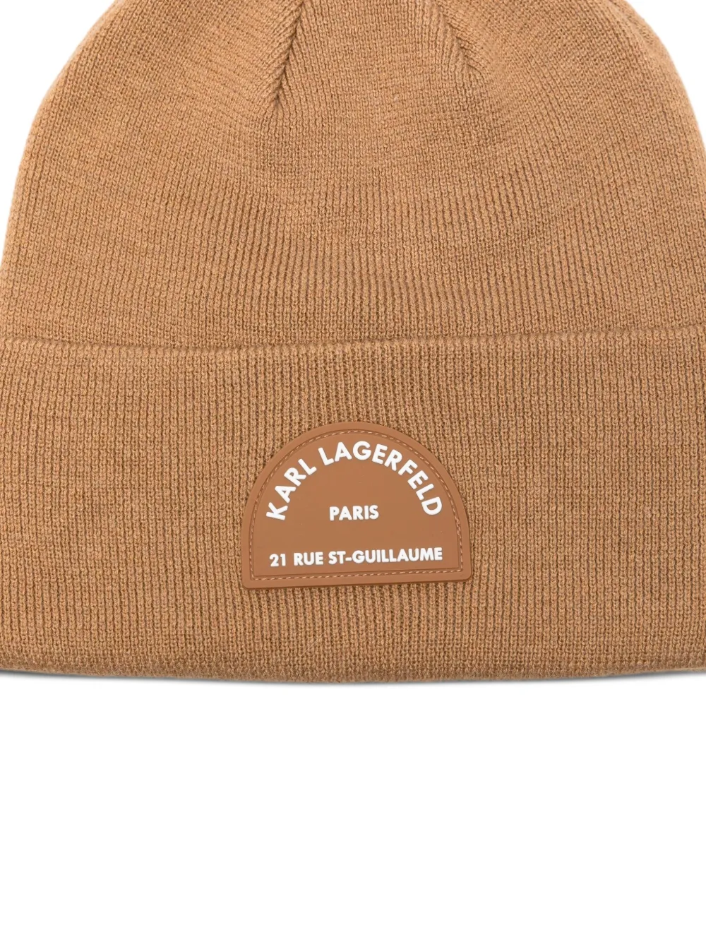 Karl Lagerfeld Logo-appliqué Beanie In Brown