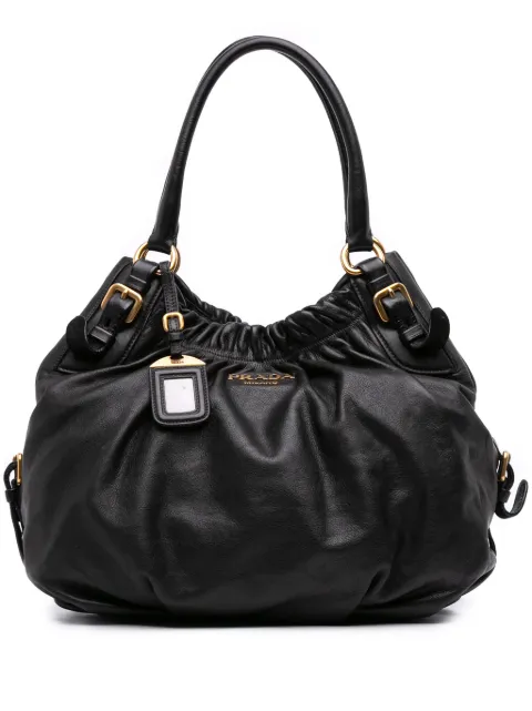 Prada Pre-Owned 2010-2025 ソフトカーフ ギャザー サッチェルバッグ