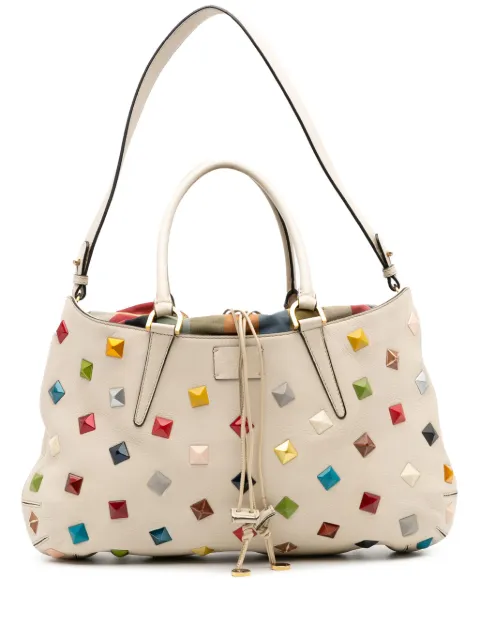 Fendi Pre-Owned 2010-2025 Medium Studded Leather B Fab Drawstring Tote satchel