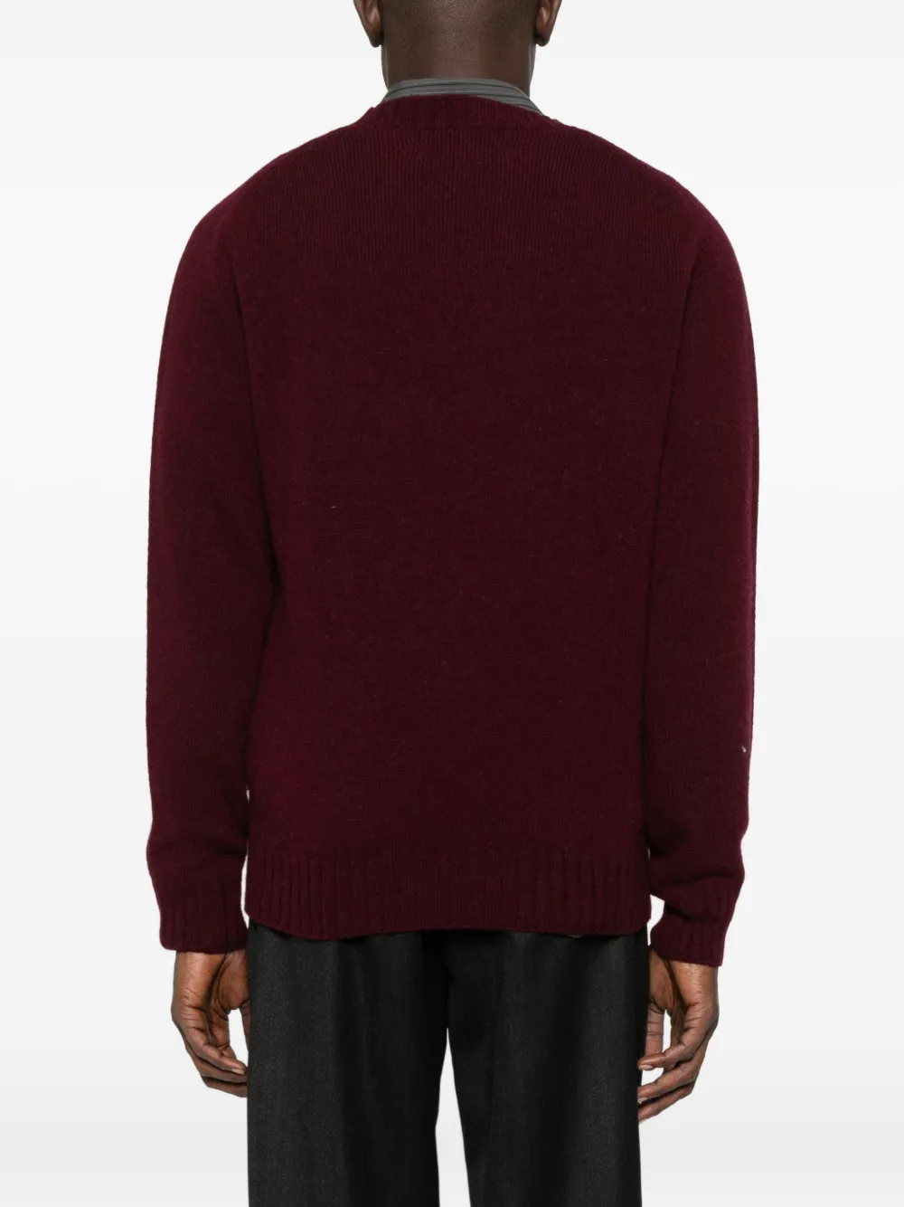 Sebago Deep Red Crew Neck Sweater In Burgundy