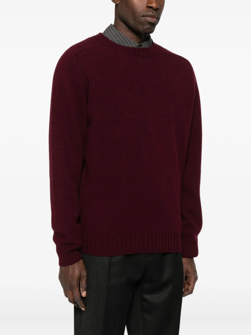 Sebago Deep Red Crew Neck Sweater In Burgundy