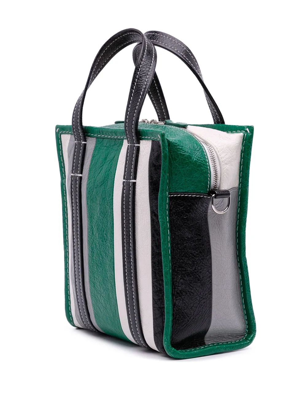 Pre-owned Balenciaga 2018 Xs Lambskin Bazar Shopper Satchel In Green