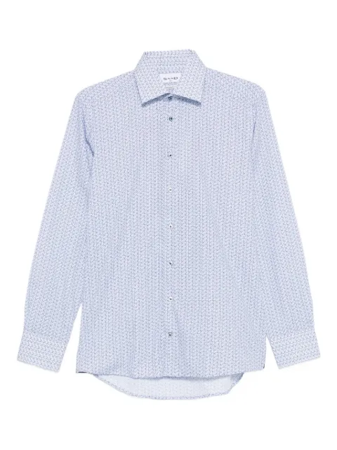 Sand geometric-print long-sleeve shirt