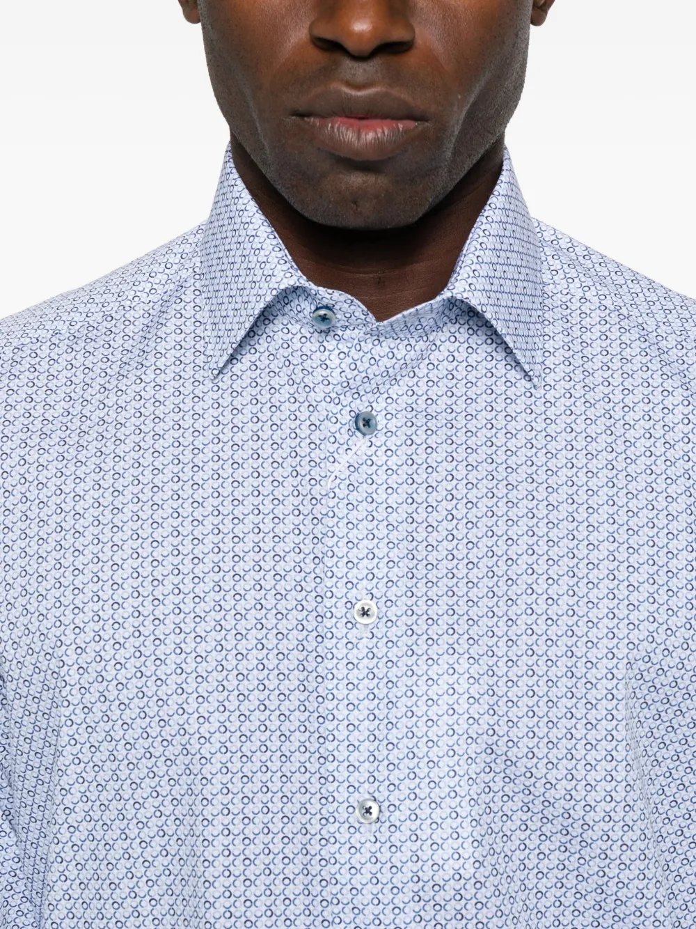 Sand Geometric-print Long-sleeve Shirt In Blue